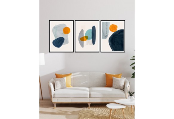 ÇERÇEVELİ ÜÇLÜ ABSTRACT TABLO SETİ